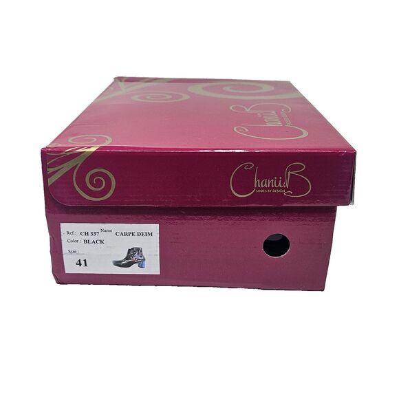 CHANII B Ankle Boot Carpe Diem Black Tattoo 41 Leather Limited Edition Glam Rock - Picture 14 of 16